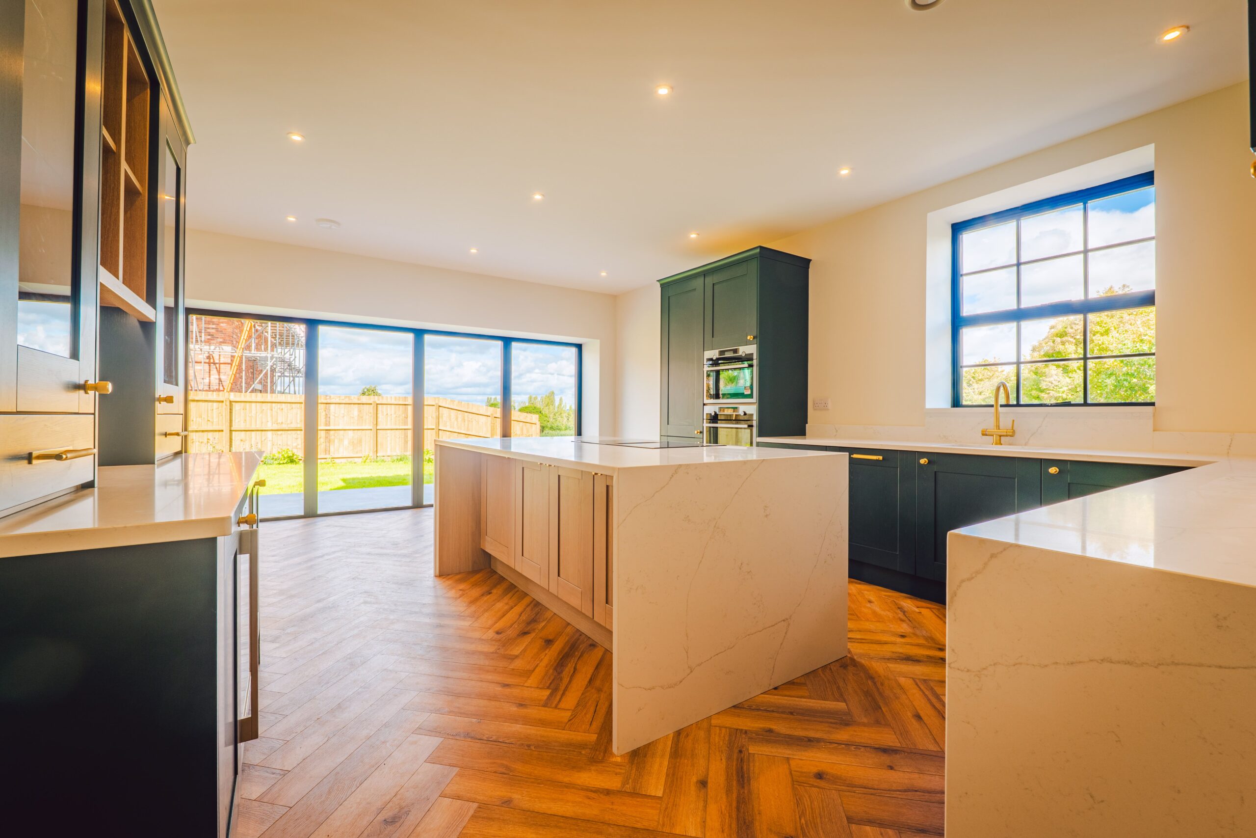 Kitchen at Halfkey Road, Malvern, looking out to the garden