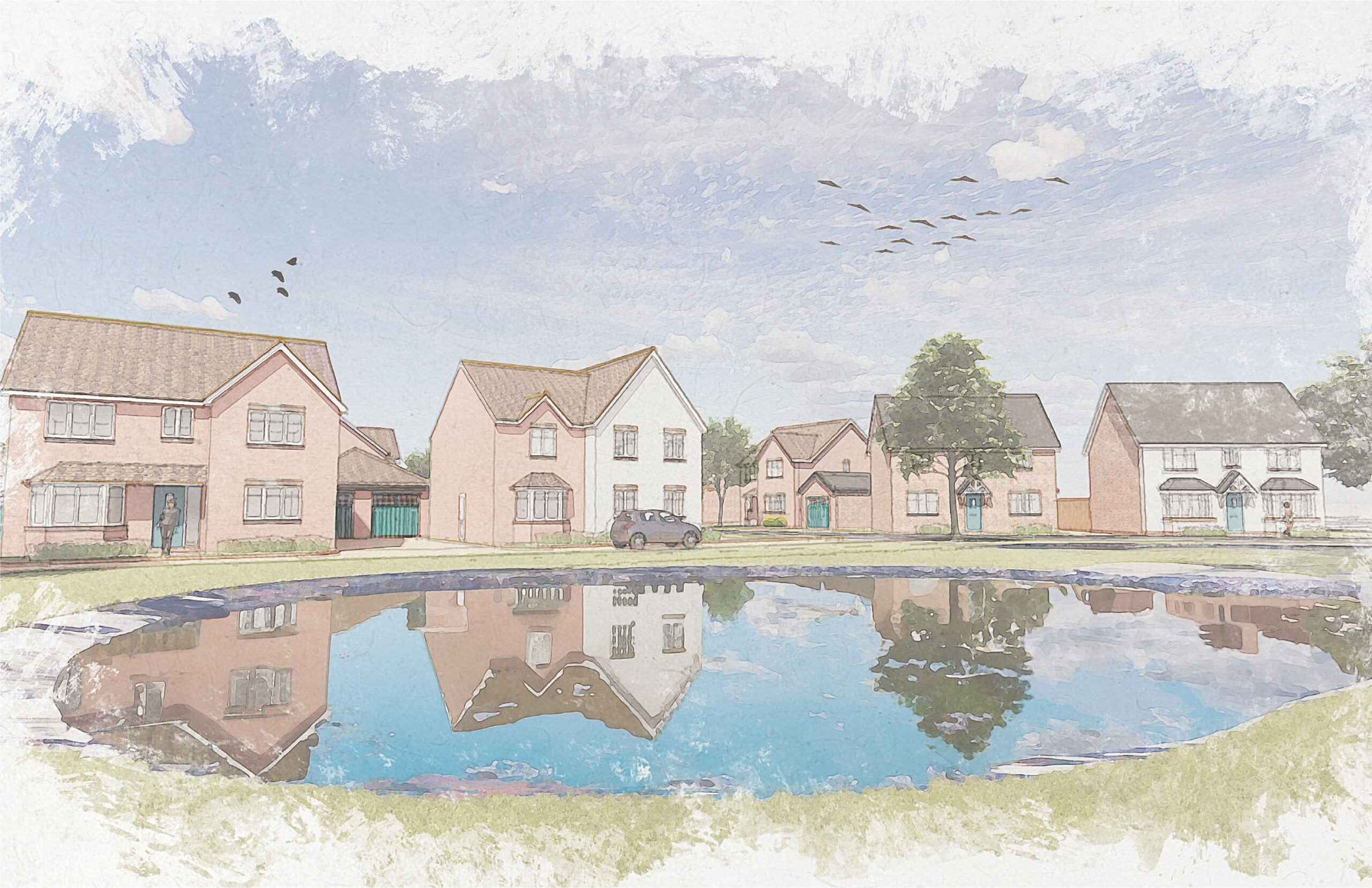 Illustrated street scene for the Wyre Forest self-build plots